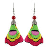 Colorful Embroidery Long Drop Earrings