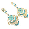 Blue Color Rhinestone Drop Long Earrings