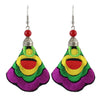 Colorful Embroidery Long Drop Earrings